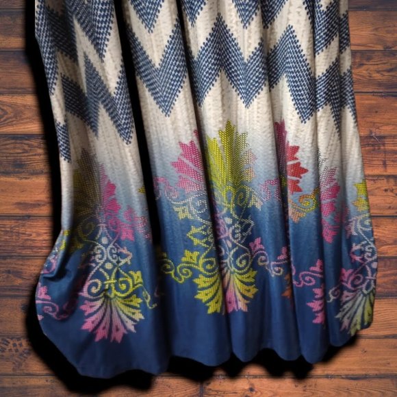 Navy Wrap Top Maxi Dress w/Chevron Print - Picture 4 of 4